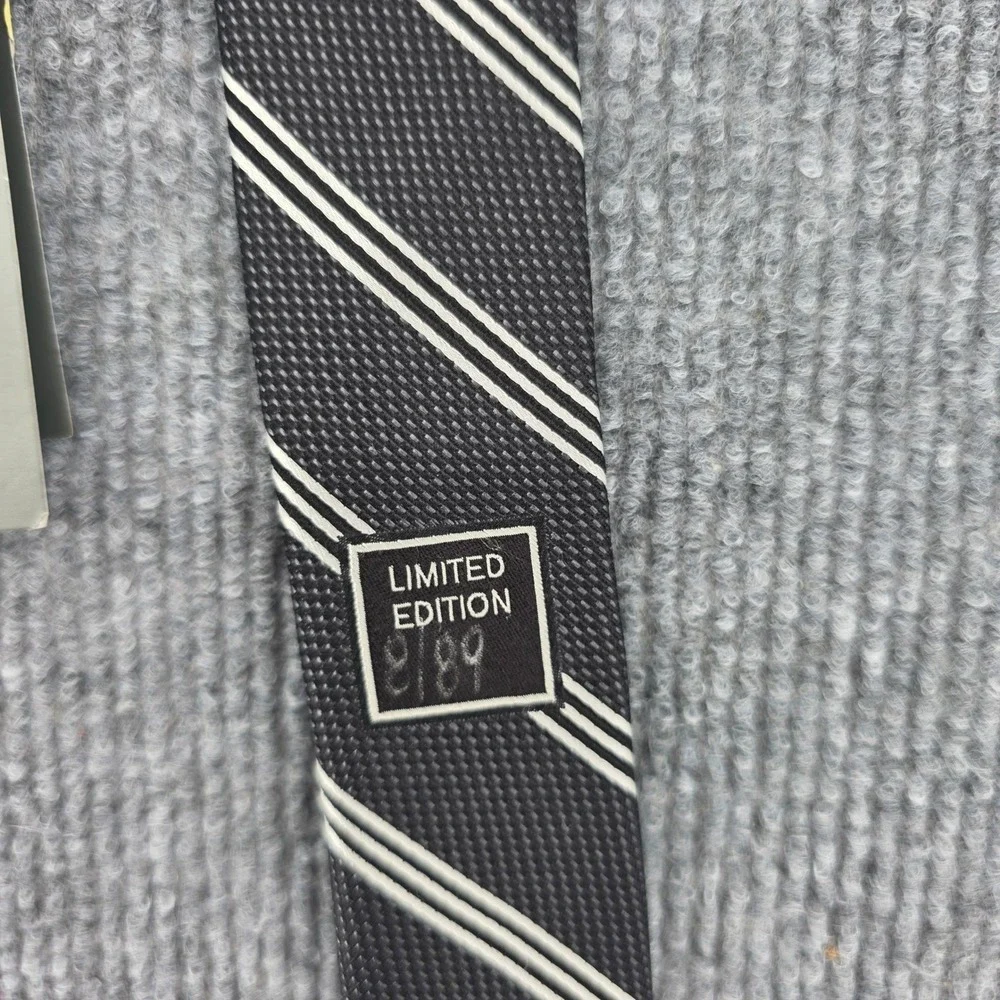 Daniel Cremieux Signature Collection Silk Tie Limited Edition Black White Stripe